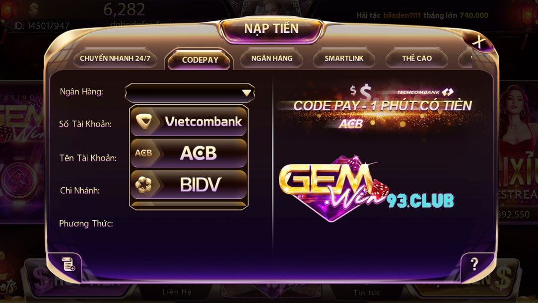 Một số hình thức nạp tiền Gemwin dành cho game thủ Một số hình thức nạp tiền Gemwin dành cho game thủ