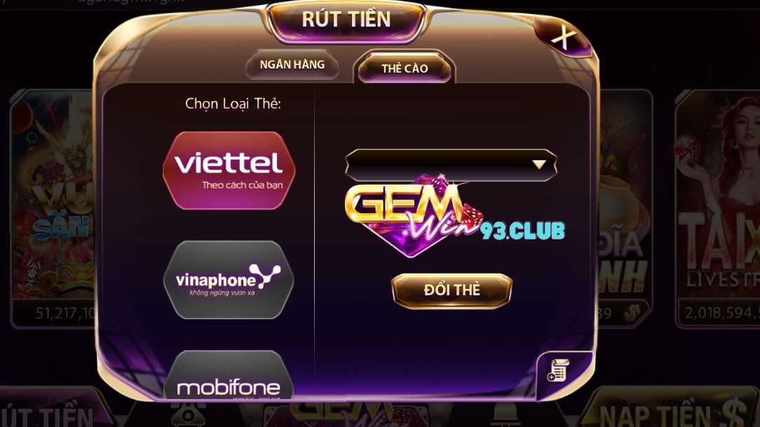Rút tiền Gemwin qua thẻ cào Rút tiền Gemwin qua thẻ cào